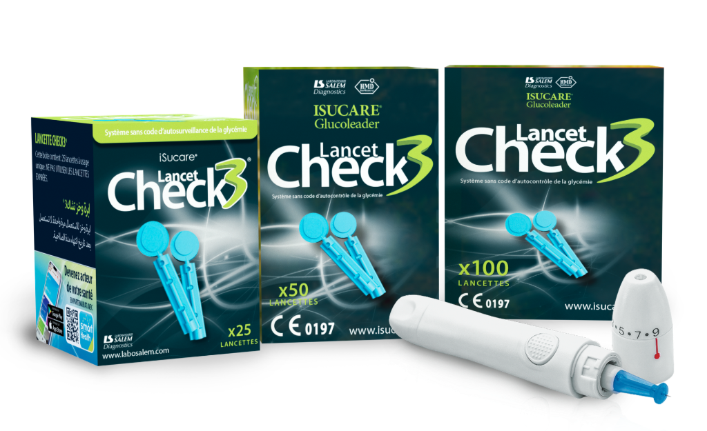3 boites lancettes Check3 - 25, 50, 100 lancettes